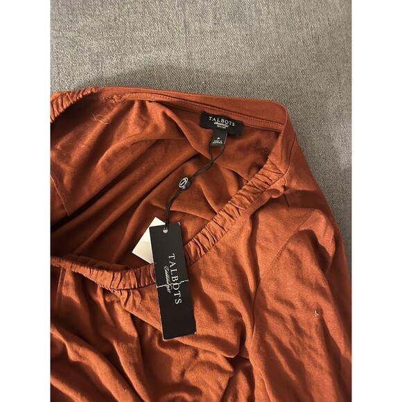 Talbots Petite Orange Ruffle Neck Long Sleeve Top - Picture 4 of 5